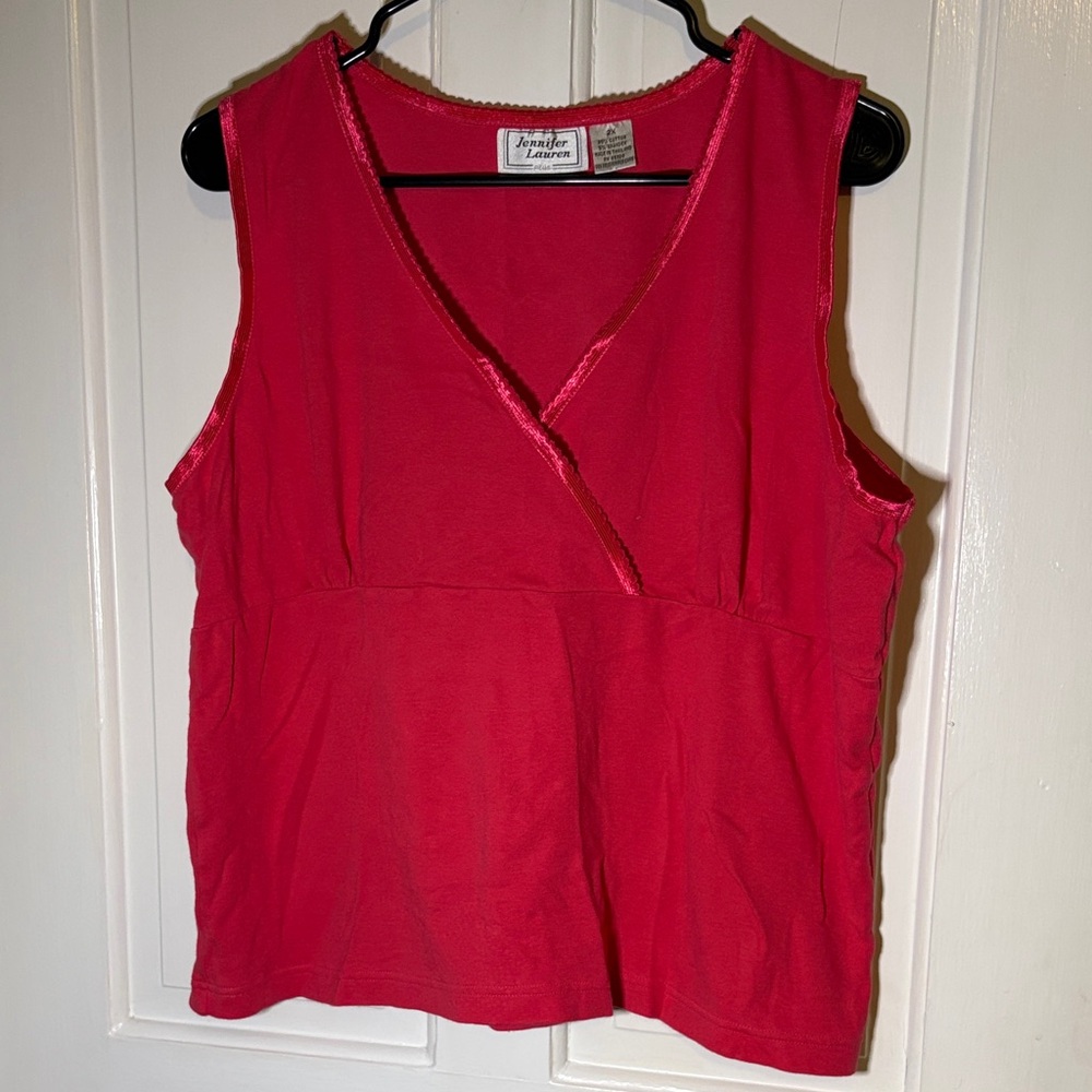 Jennifer Lauren Hot Pink V-Neck Tank Top